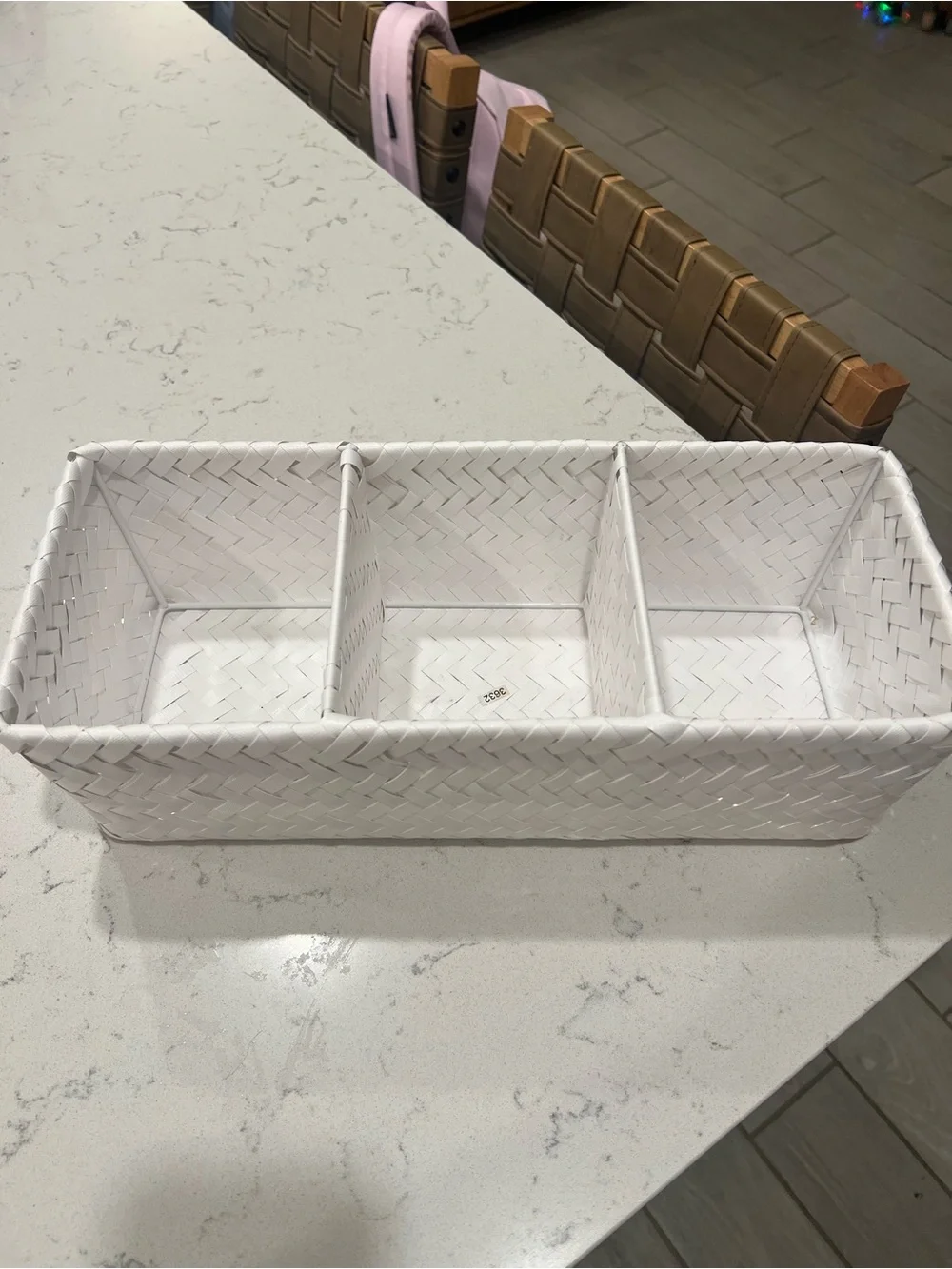 White Woven 3-Compartment Organizer